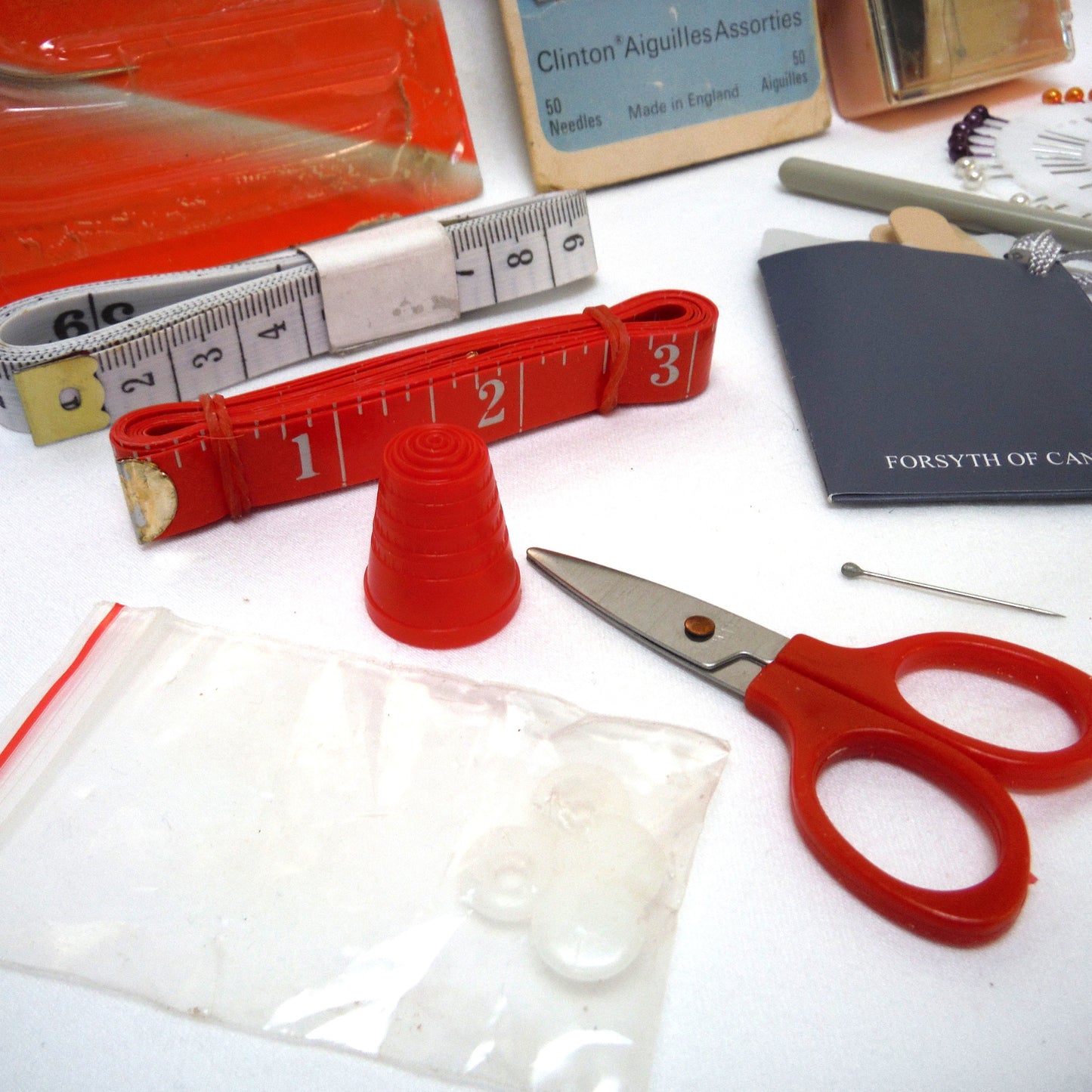 Collectible Collection of Old and New Sewing Items: Needles, Scissors, Thimble, Tape Measures, and more!