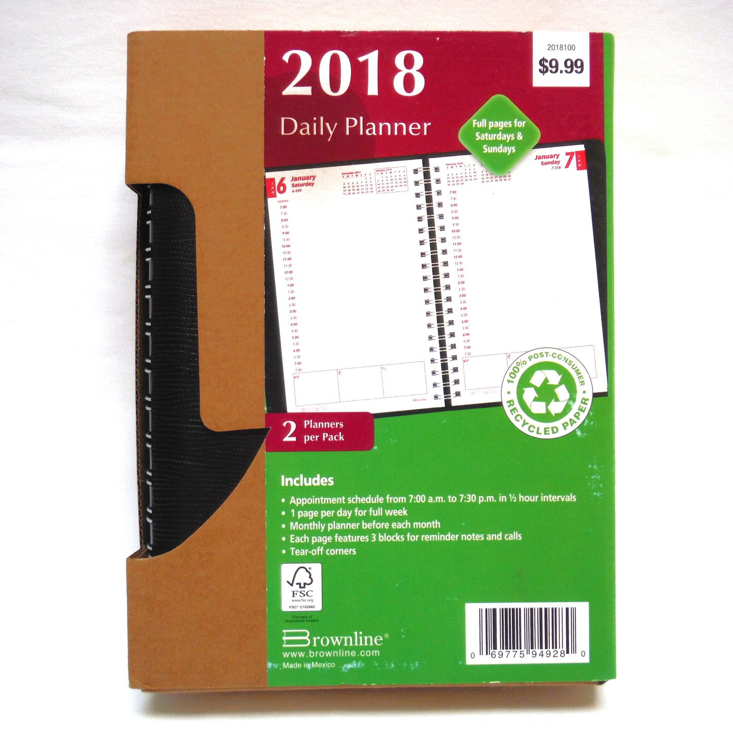 2018 DAILY PLANNER 2-PACK FULL PAGE: The 2018100 Daily Planner By Brownline Company BRAND NEW-OLD STOCK