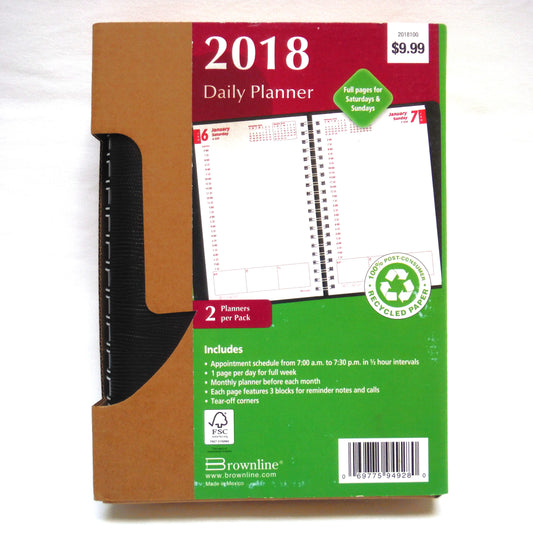 2018 DAILY PLANNER 2-PACK FULL PAGE: The 2018100 Daily Planner By Brownline Company BRAND NEW-OLD STOCK