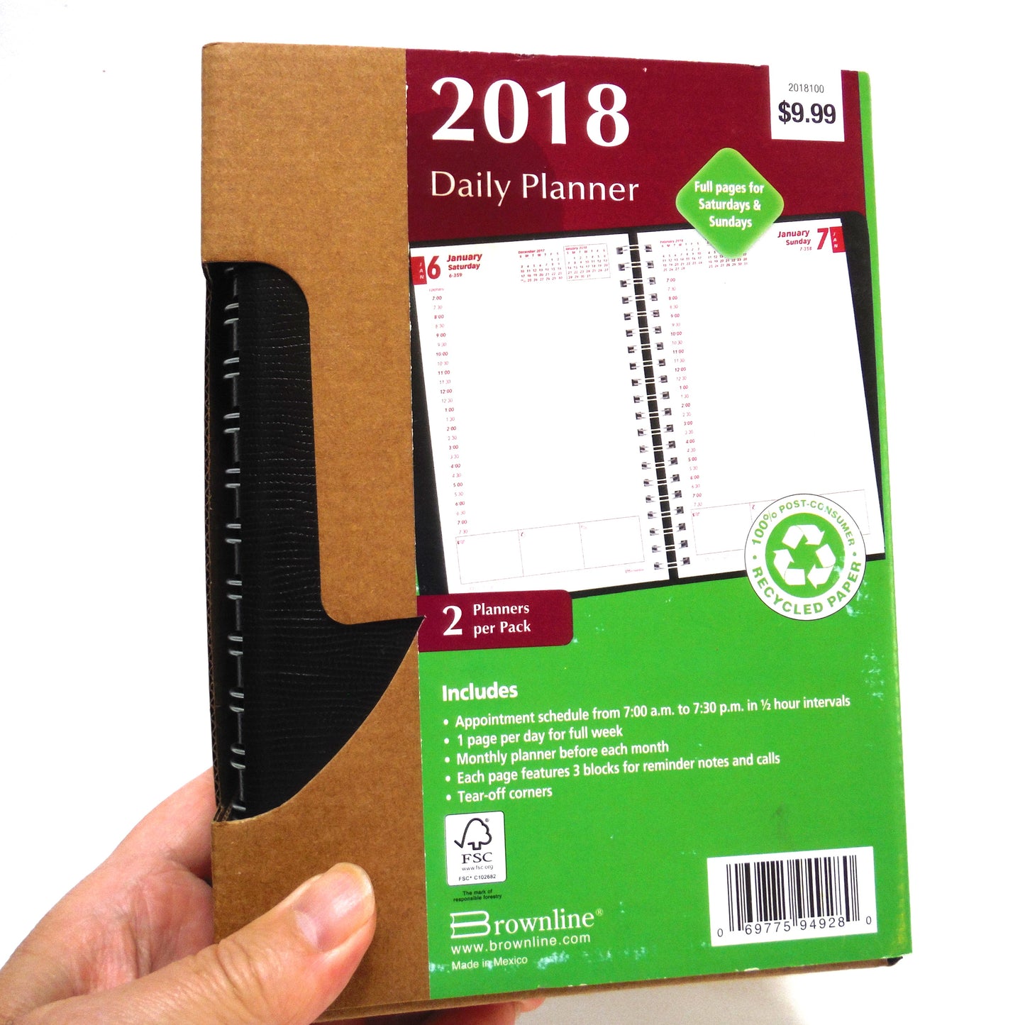 2018 DAILY PLANNER 2-PACK FULL PAGE: The 2018100 Daily Planner By Brownline Company BRAND NEW-OLD STOCK