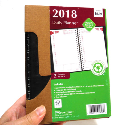 2018 DAILY PLANNER 2-PACK FULL PAGE: The 2018100 Daily Planner By Brownline Company BRAND NEW-OLD STOCK