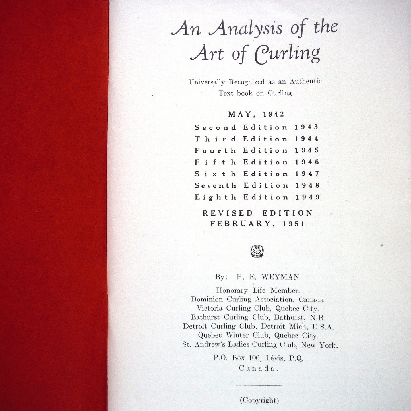AN ANALYSIS OF THE ART OF CURLING by H.E. Weyman, and Mini Table-Top Curling Game: A Paul's Two-Pack Where Old Meets New!