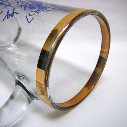 EXPO '67 IMPRINTED MONTREAL CANADA GLASS BEER MUG, Gold-Rimmed, Glass-Handled Stein