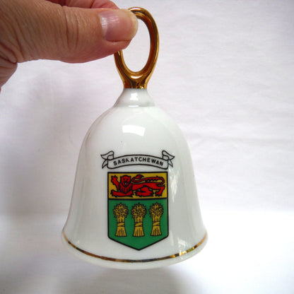 VINTAGE GOLD-TRIMMED CHINA BELL: Shawnavon, Saskatchewan, Canada