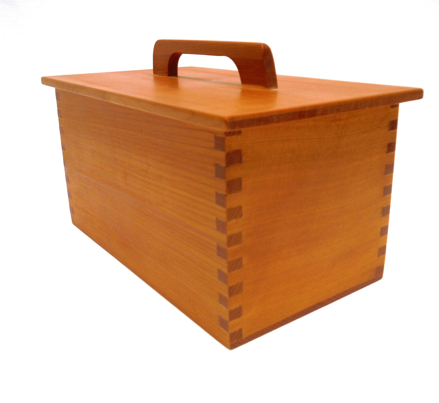 VINTAGE WOODEN DOVE-TAILED  ARTIST BOX WITH LID AND HANDLE: Hand-Made and Hand-Painted by Solitude Studios of Qualicum Beach, Vancouver Island, BC