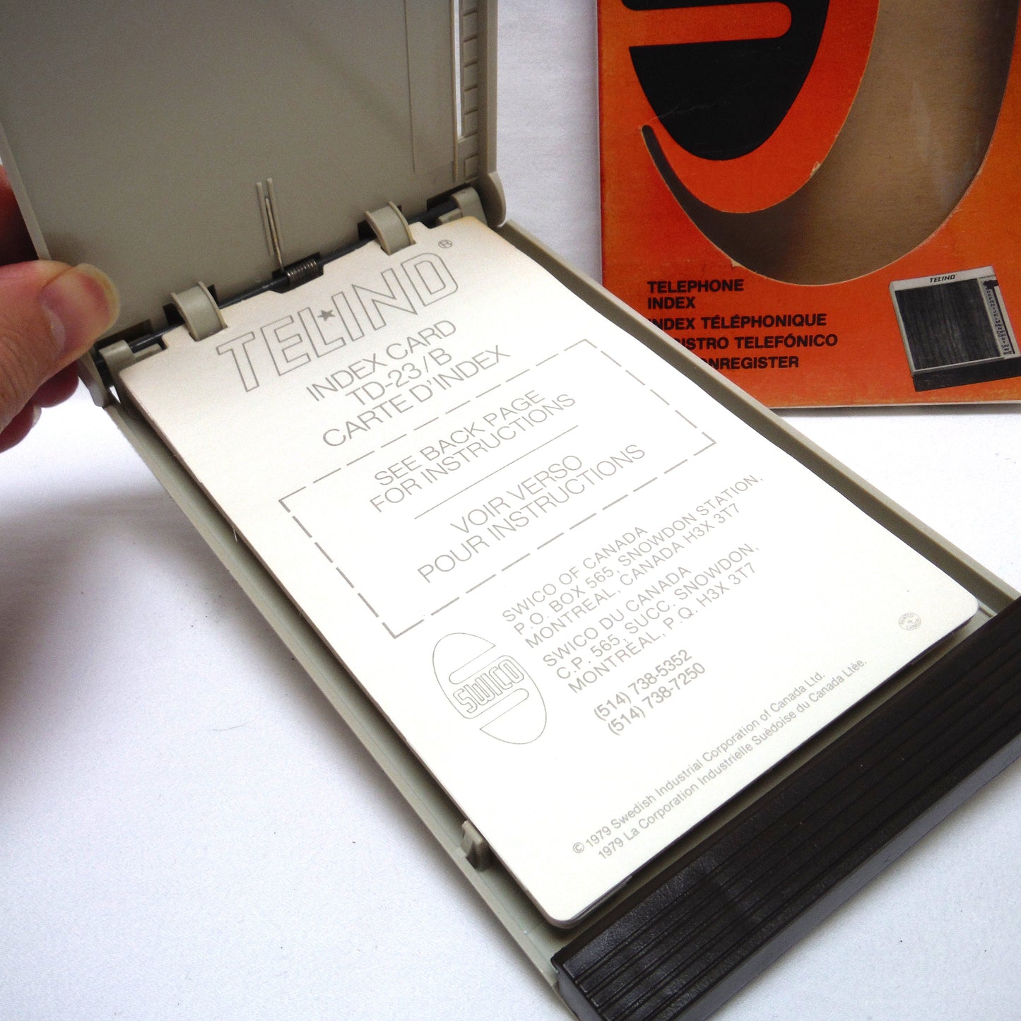 1970'S SWICO TEL-IND TELEPHONE LIST FINDER INDEX, by SWICO Swedish Industrial Corp of Montreal Quebec Canada BRAND-NEW-STILL-IN-BOX!