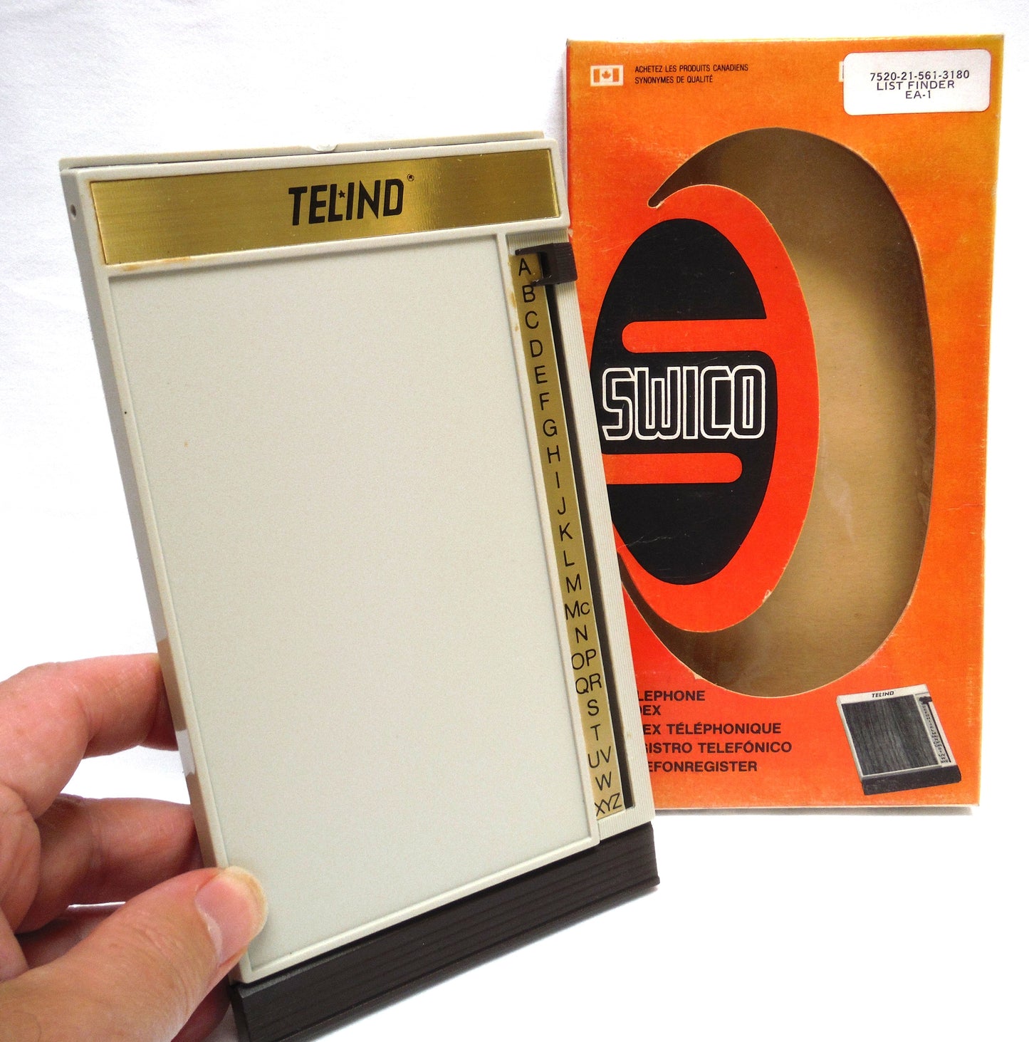 1970'S SWICO TEL-IND TELEPHONE LIST FINDER INDEX, by SWICO Swedish Industrial Corp of Montreal Quebec Canada BRAND-NEW-STILL-IN-BOX!