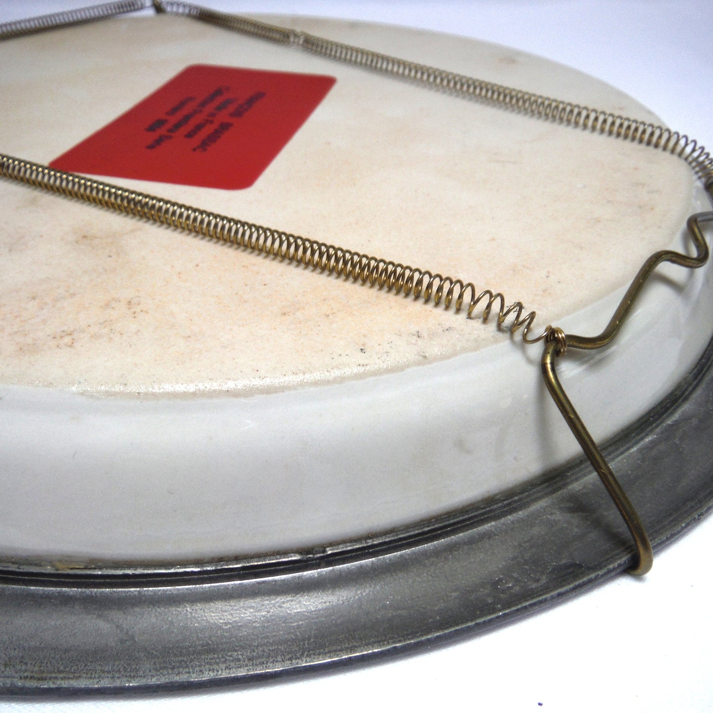 ANTIQUE 10 INCH HAND PAINTED STONEWARE PLATE, Wall Display Ready in Pewter Frame and Brass Wire Holder, #5004 by Francois Brassac of France
