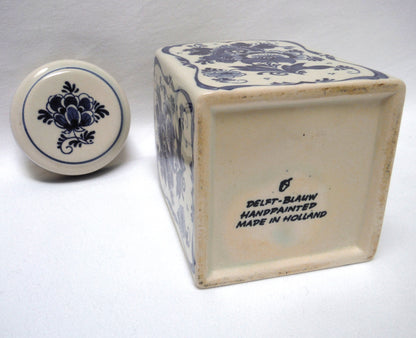 Vintage Delft Blue Tall TEA CADDY with Removable Matching Lid, Made in Holland