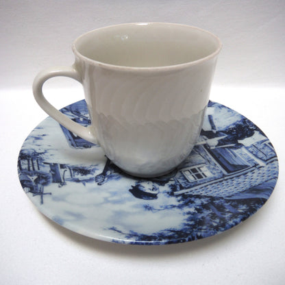 Delft Blue Demi-Tasse 1984 Cup & Saucer Set: 'THE DUTCH WOODEN SHOE MAKER'