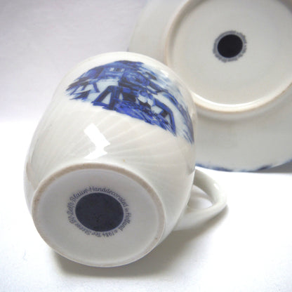 Delft Blue Demi-Tasse 1984 Cup & Saucer Set: 'THE DUTCH WOODEN SHOE MAKER'