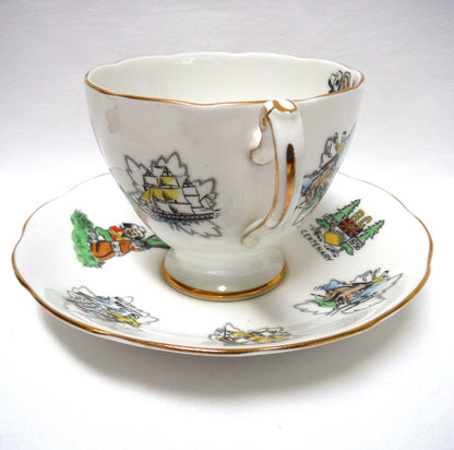 British Columbia 1858-1958 Centenary Celebration Cup & Saucer Set, by Roslyn Fine Bone China of England