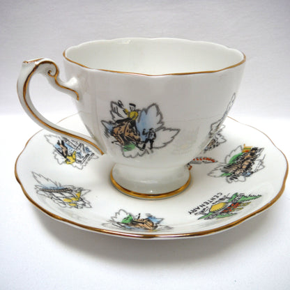 British Columbia 1858-1958 Centenary Celebration Cup & Saucer Set, by Roslyn Fine Bone China of England