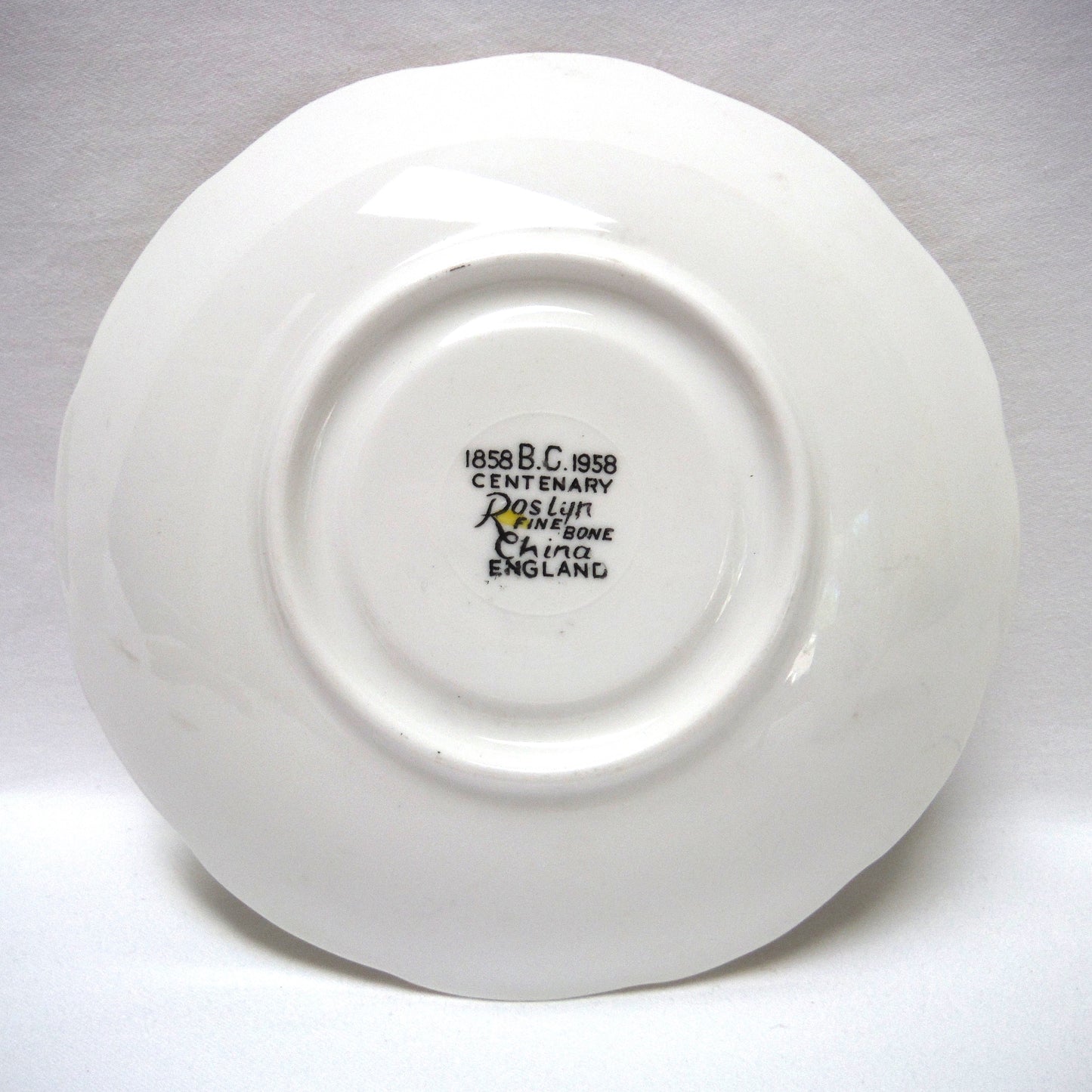 British Columbia 1858-1958 Centenary Celebration Cup & Saucer Set, by Roslyn Fine Bone China of England
