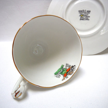 British Columbia 1858-1958 Centenary Celebration Cup & Saucer Set, by Roslyn Fine Bone China of England