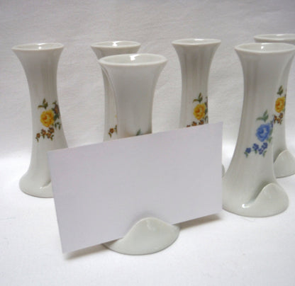 Name Plate Place Card Holders, Tall Design in Yellow or Blue Flowers, by Cameron Pottery of Japan (priced individually)