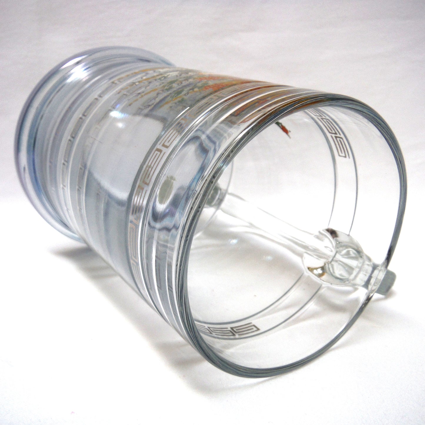 LARGE VINTAGE CLEAR GLASS BEER STEIN by Princess House of America: 'PHEASANT IN FLIGHT'