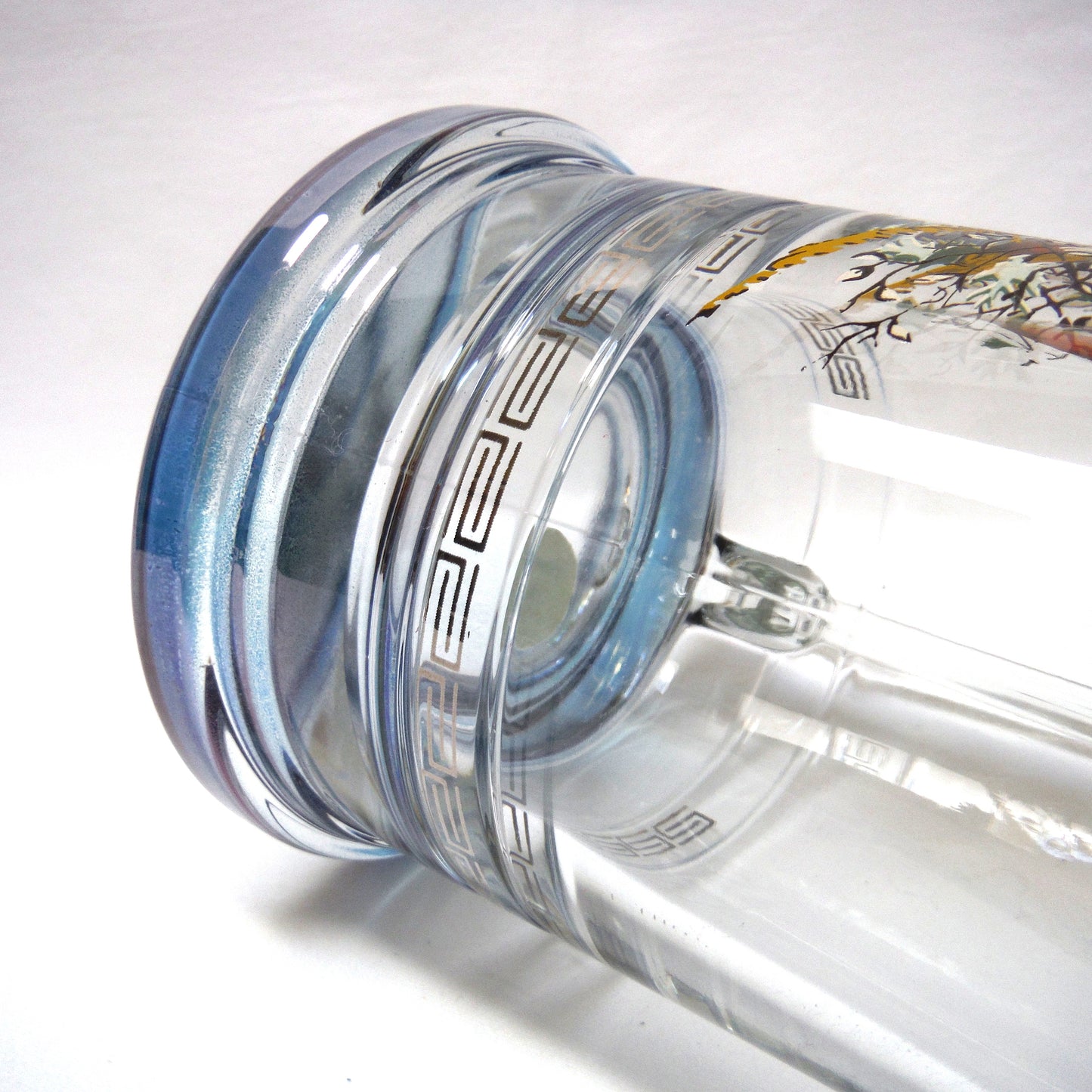 LARGE VINTAGE CLEAR GLASS BEER STEIN by Princess House of America: 'PHEASANT IN FLIGHT'