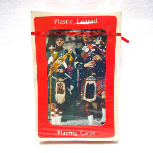 PLAYING CARDS: Vintage RARE Scottish Bag Piper and Drum Major Souvenir Deck, in Original Cardboard Box, Brand New Still Factory Wrapped