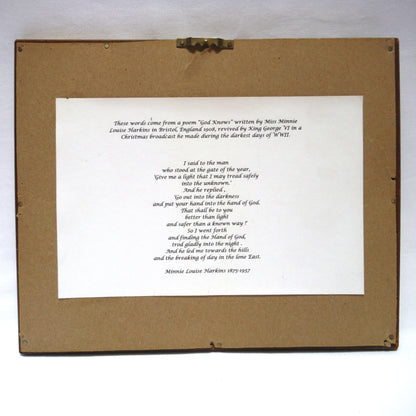 ANTIQUE NEEDLEPOINT HAND-EMBROIDERED GOLD FRAMED PICTURE: The King George VI 'God Knows Poem' 1939 Christmas Message