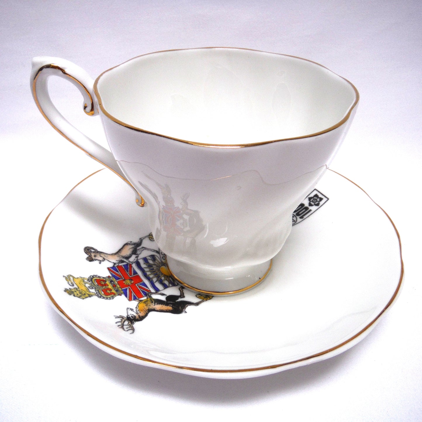 BRITISH COLUMBIA 100th ANNIVERSARY 1958 TEA CUPS and SAUCERS, by Royal Grafton Fine Bone China of England.  (Priced Individually)