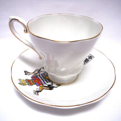BRITISH COLUMBIA 100th ANNIVERSARY 1958 TEA CUPS and SAUCERS, by Royal Grafton Fine Bone China of England.  (Priced Individually)