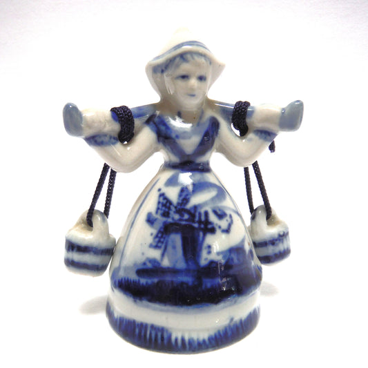 VINTAGE ANGEL BELL CARRYING TWO WATER BUCKETS, by Delft Blue of Holland