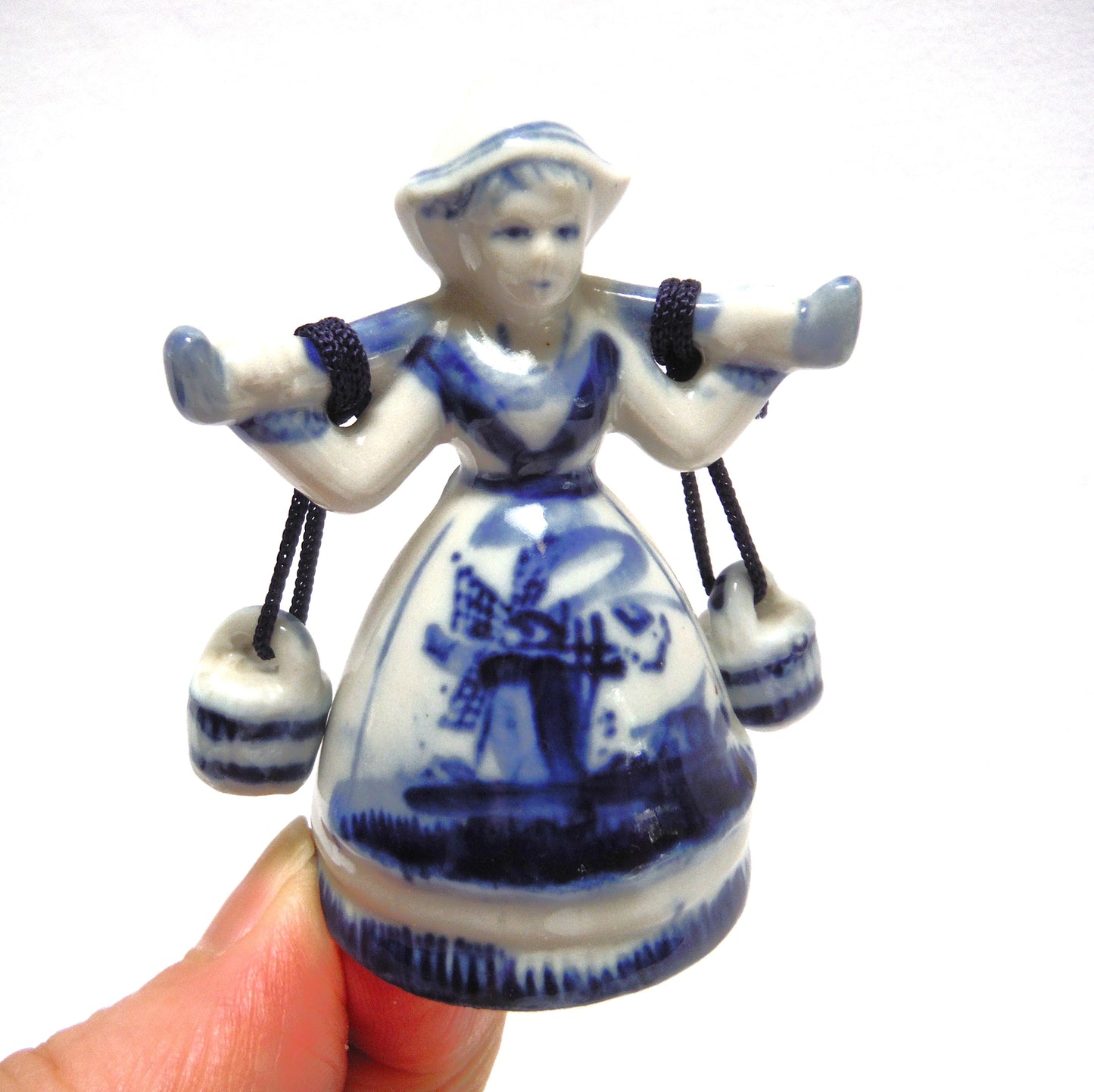 VINTAGE ANGEL BELL CARRYING TWO WATER BUCKETS, by Delft Blue of Holland