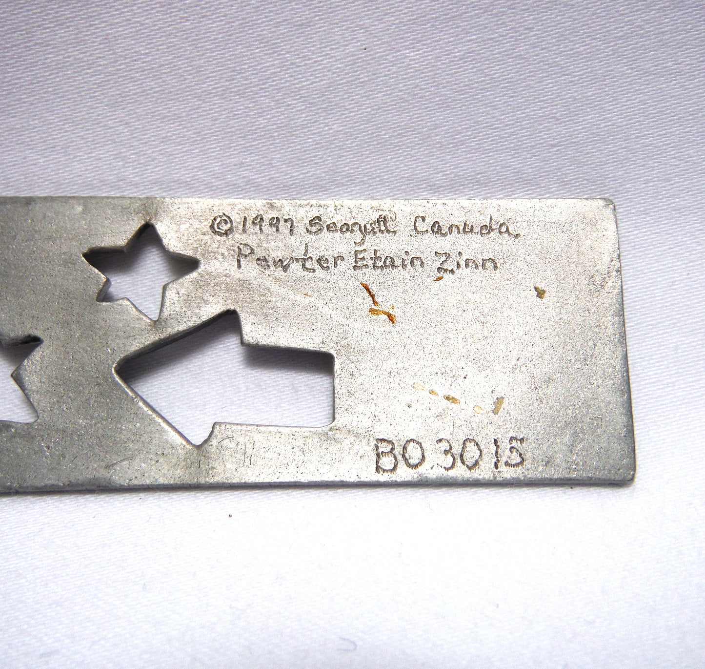 1997 SEAGULL CANADA PEWTER BOOKMARKER, with Original Rope and Pewter Star Charm
