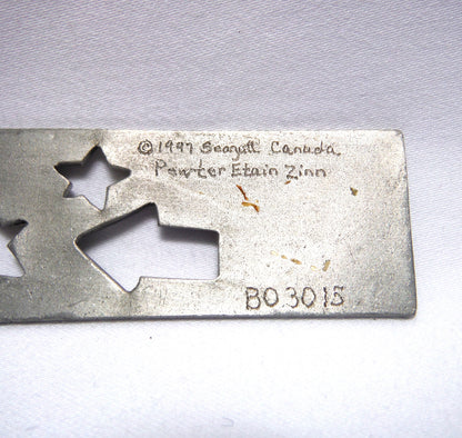 1997 SEAGULL CANADA PEWTER BOOKMARKER, with Original Rope and Pewter Star Charm