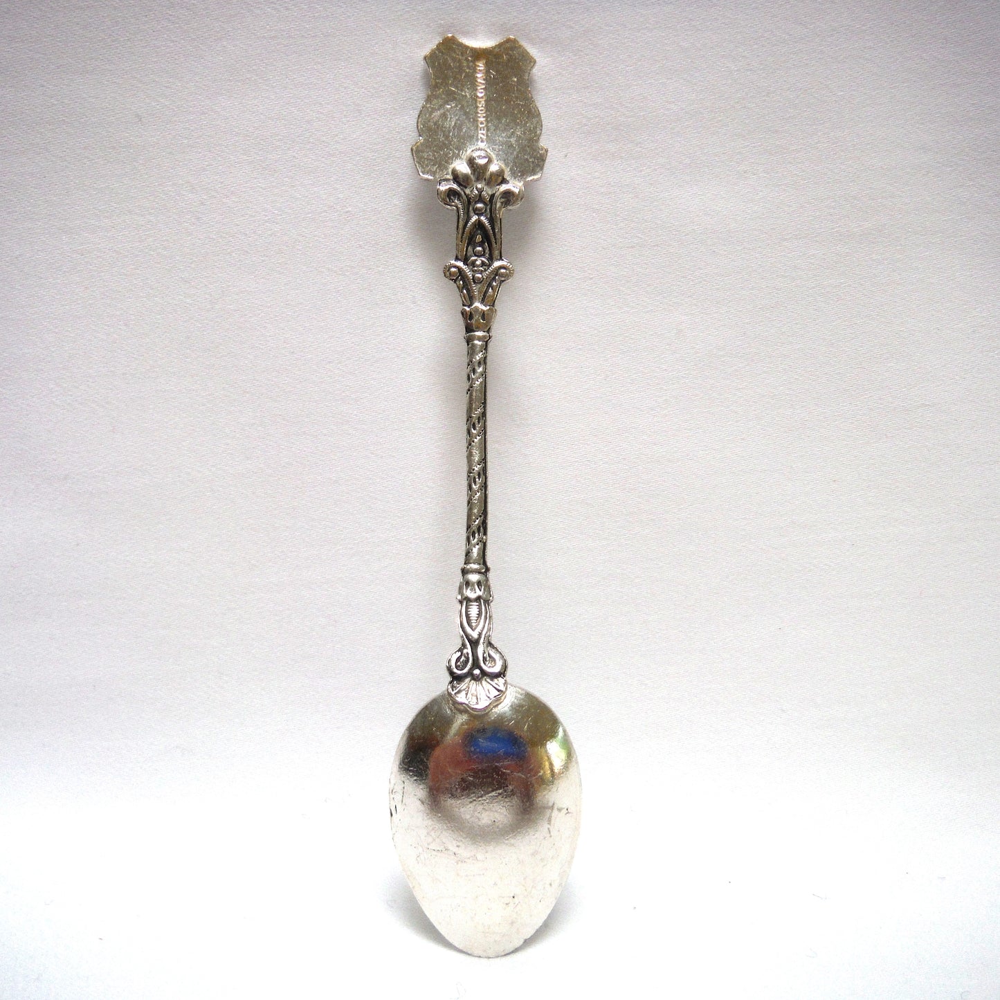 VINTAGE ORNATE CZECHOSLOVAKIA SILVER-PLATED MINIATURE SPOON: Featuring Toronto, Ontario, Canada, Coat of Arms and The CN Tower
