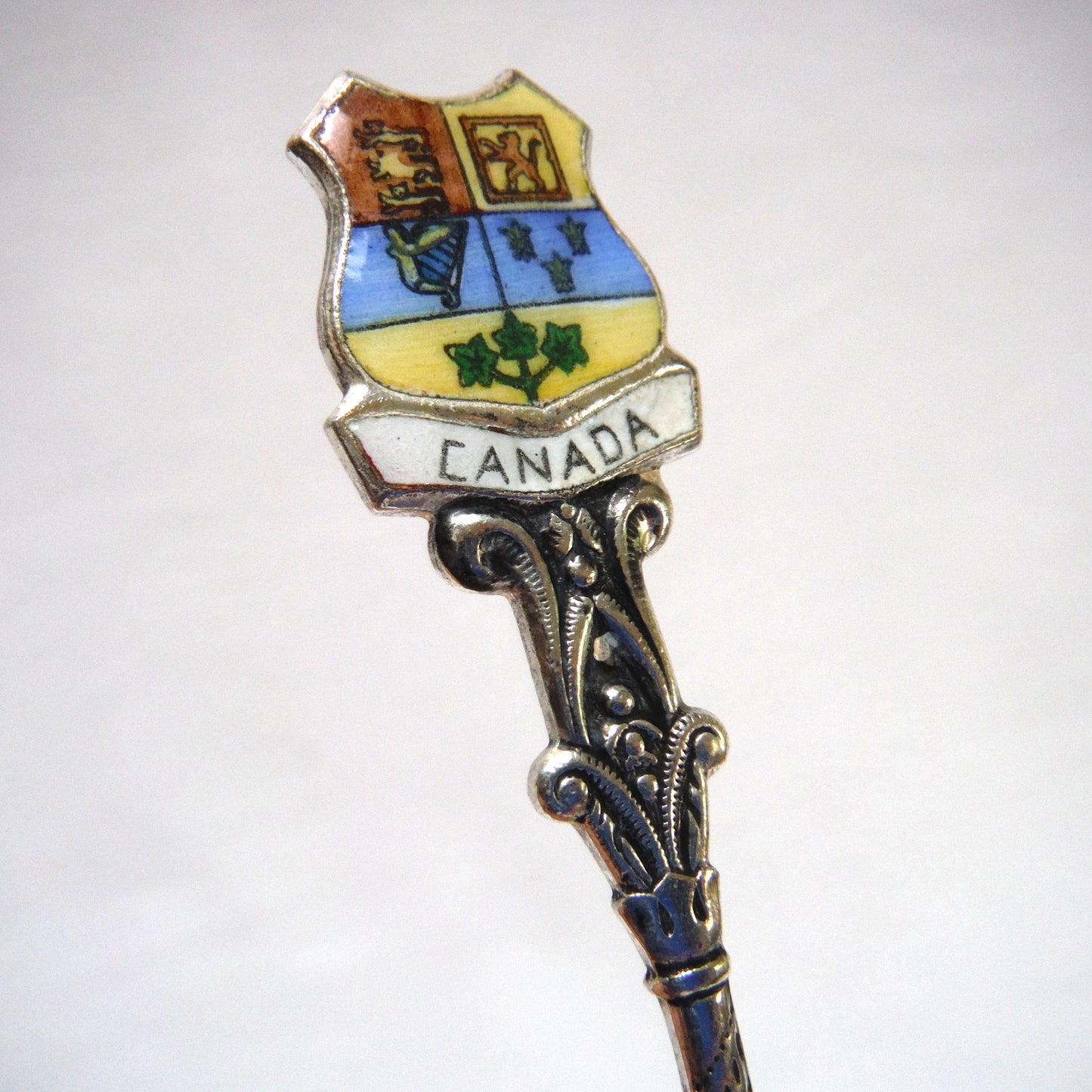 VINTAGE ORNATE CZECHOSLOVAKIA SILVER-PLATED MINIATURE SPOON: Featuring Toronto, Ontario, Canada, Coat of Arms and The CN Tower