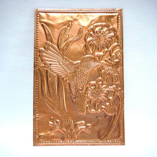 VINTAGE COPPER POSTCARD: 'The Hummingbird', by Kopper Kard Company of Salt Lake City, Utah