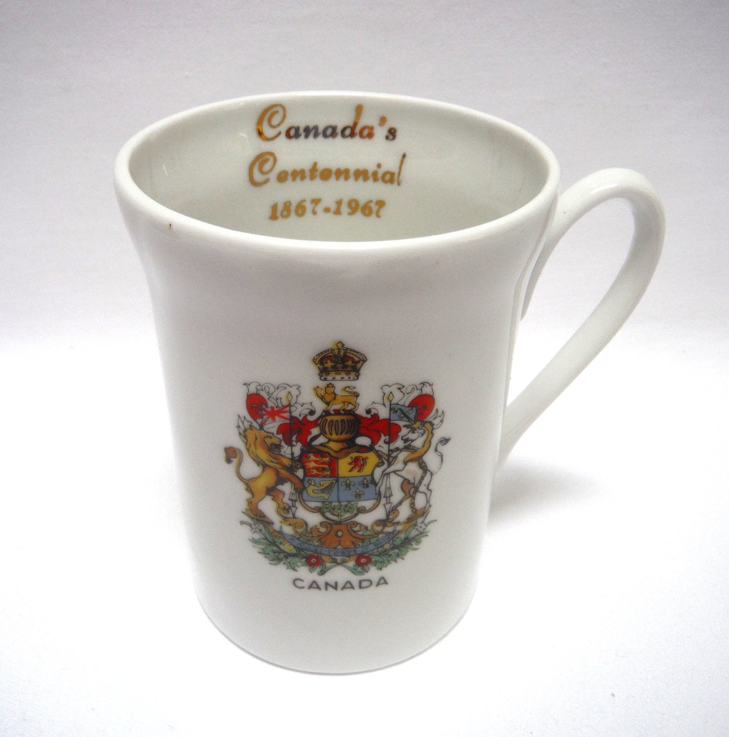 1867-1967 CANADA'S CENTENNIAL COAT-OF-ARMS-CREST DEMI-TASSE or SMALL COFFEE CUP, by Windsor Bone China of England