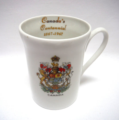 1867-1967 CANADA'S CENTENNIAL COAT-OF-ARMS-CREST DEMI-TASSE or SMALL COFFEE CUP, by Windsor Bone China of England