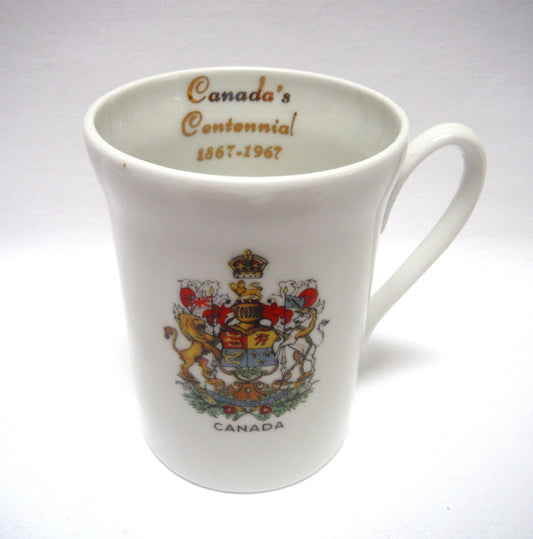 1867-1967 CANADA'S CENTENNIAL COAT-OF-ARMS-CREST DEMI-TASSE or SMALL COFFEE CUP, by Windsor Bone China of England