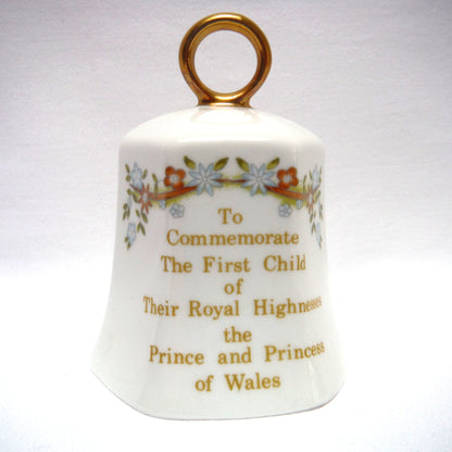 21st June 1982 PRINCE WILLIAM of WALES BIRTH SOUVENIR COMMEMORATE BELL, by Aynsley Fine China of England