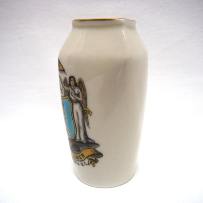 ANTIQUE MINIATURE VASE, by the Famous W.H. Goss of England: CITY OF VICTORIA, B.C., Semper Liber, Queen Victoria, Masonic Lodge, Eye, Angels, and more!