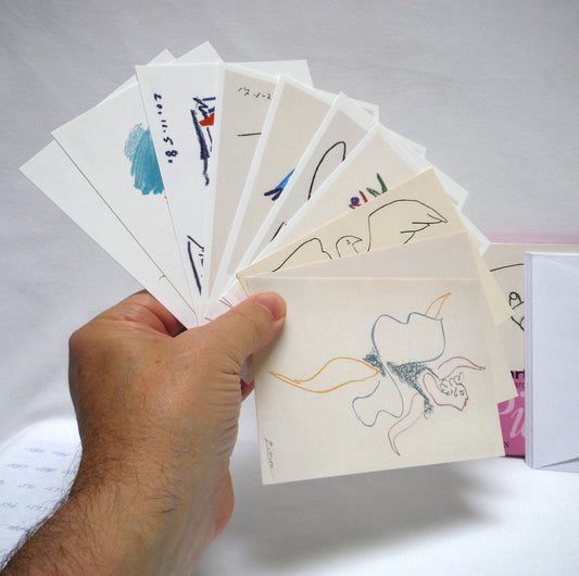 PICASSO POSTCARDS and ENVELOPES SLIPSET, Pack of 10 cartes postales by Hazan 2001, Printed in France