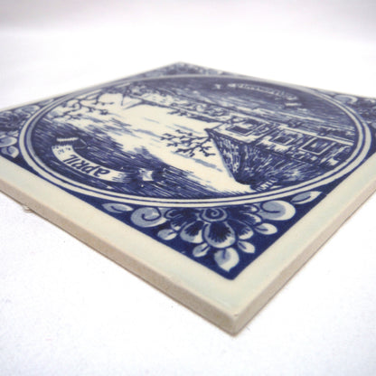 Vintage Delft Blue Square Small Wall Tile: Entitled APRIL - GRASMAAND, Made in Holland