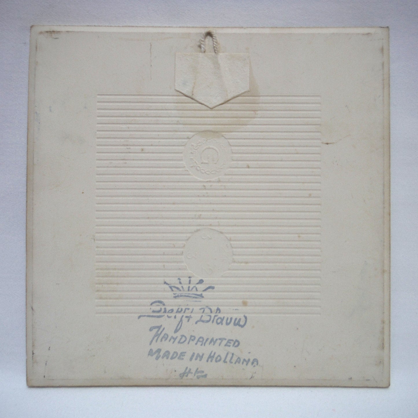 Vintage Hand Painted DELFT BLUE 6 x 6 inch Ceramic Tile: 'De Timmerman'