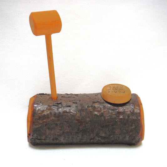 SASKATCHEWAN WASP TRAP: A Mid-Century Hand-Made Canadian Vintage Novelty Souvenir Live-Edge Mini Log and Wasp Squisher!