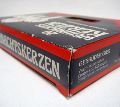 BOX of 18 VINTAGE FOUR-INCH CHRISTMAS CANDLES: 20 Weihnachts Kerzen, gezogen-nichttropfend Western Germany