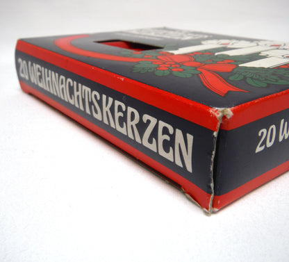 BOX of 18 VINTAGE FOUR-INCH CHRISTMAS CANDLES: 20 Weihnachts Kerzen, gezogen-nichttropfend Western Germany