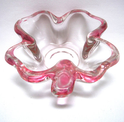 Antique Glass Trinket Tray: THE PINK FOUR LEAF CLOVER!