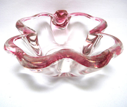 Antique Glass Trinket Tray: THE PINK FOUR LEAF CLOVER!