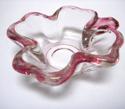 Antique Glass Trinket Tray: THE PINK FOUR LEAF CLOVER!