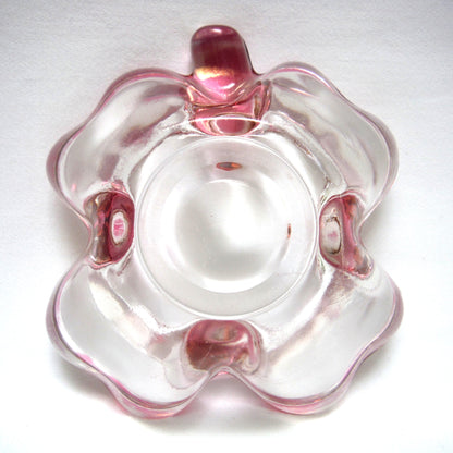 Antique Glass Trinket Tray: THE PINK FOUR LEAF CLOVER!