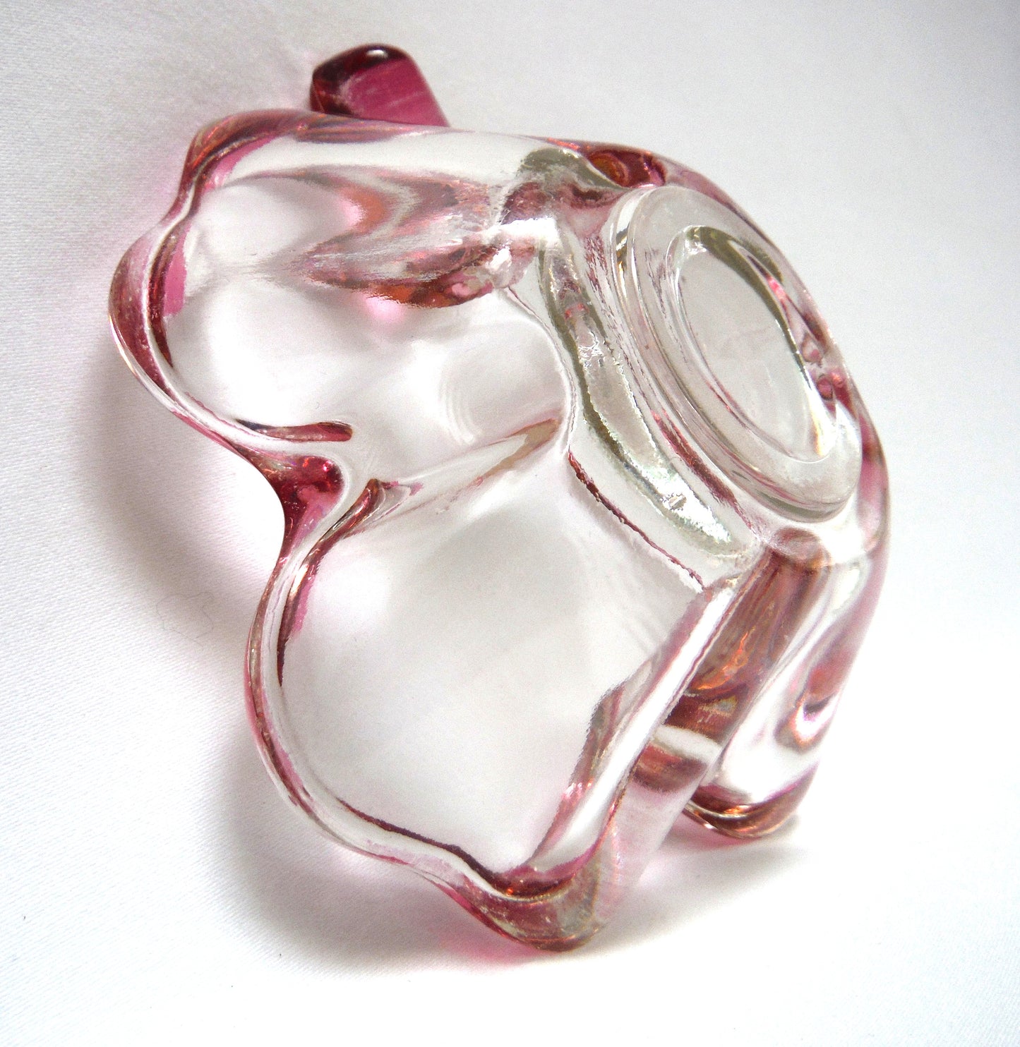 Antique Glass Trinket Tray: THE PINK FOUR LEAF CLOVER!