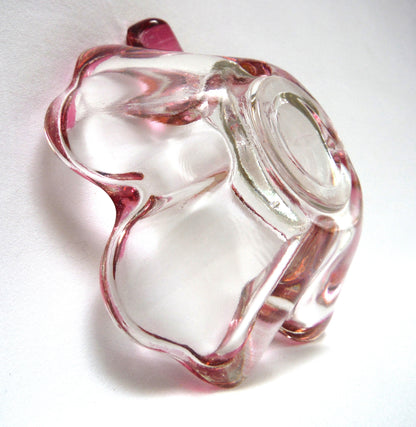 Antique Glass Trinket Tray: THE PINK FOUR LEAF CLOVER!